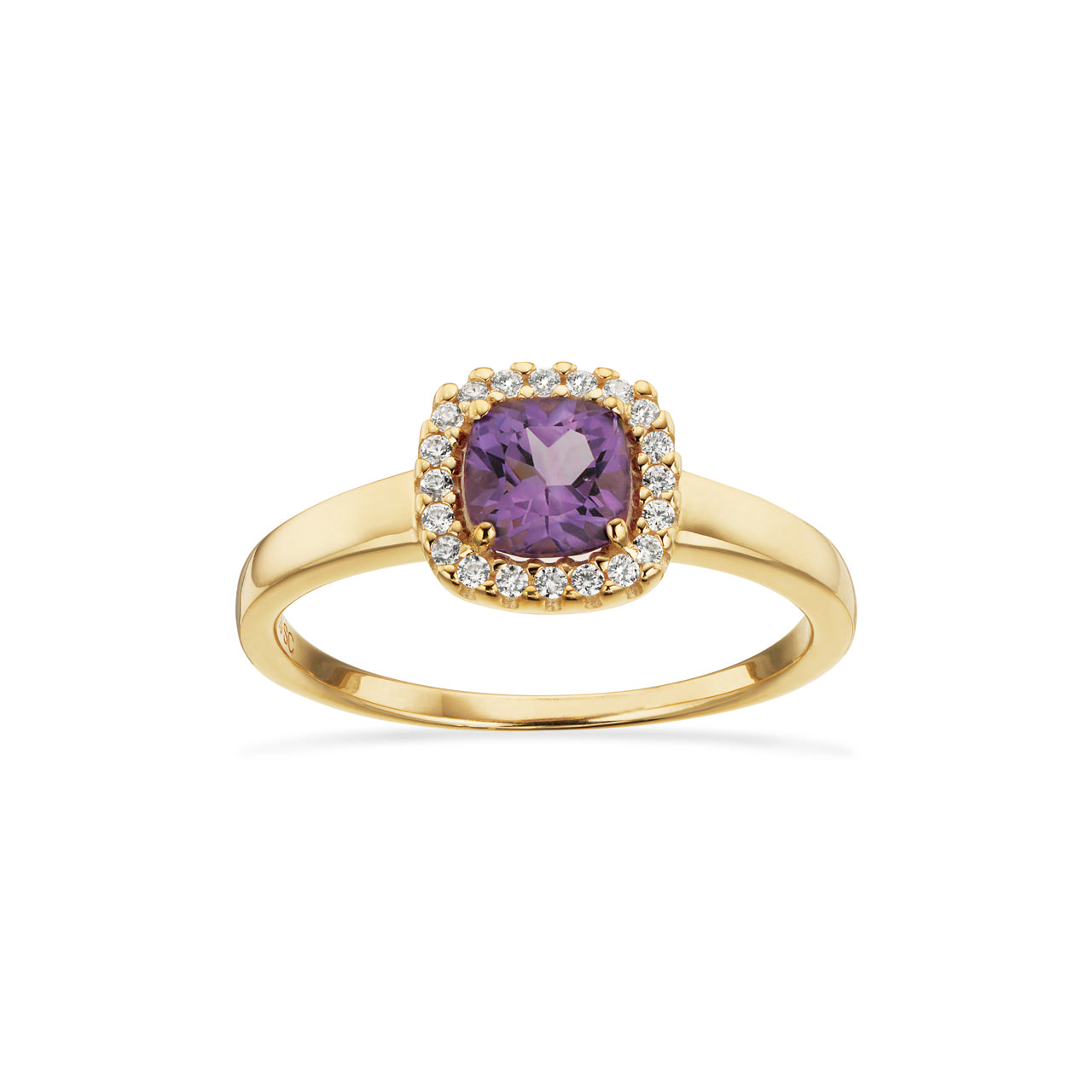 Ring roset ametyst/cubic zir. 8 kt.