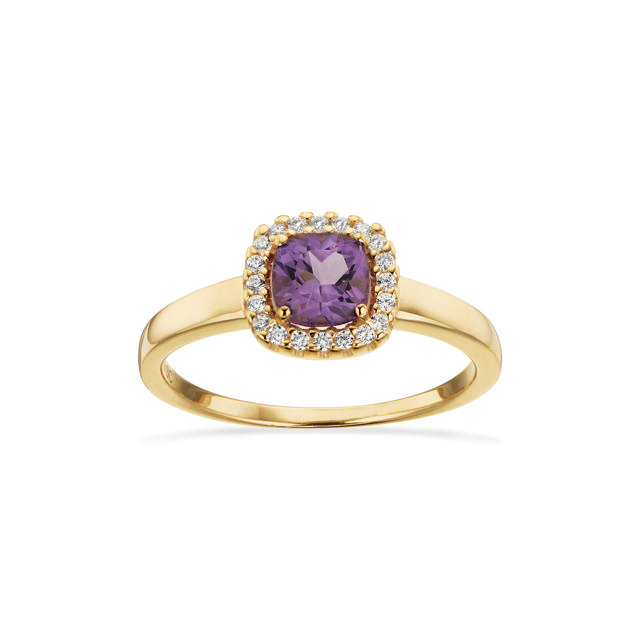 Ring roset ametyst/cubic zir. 8 kt.
