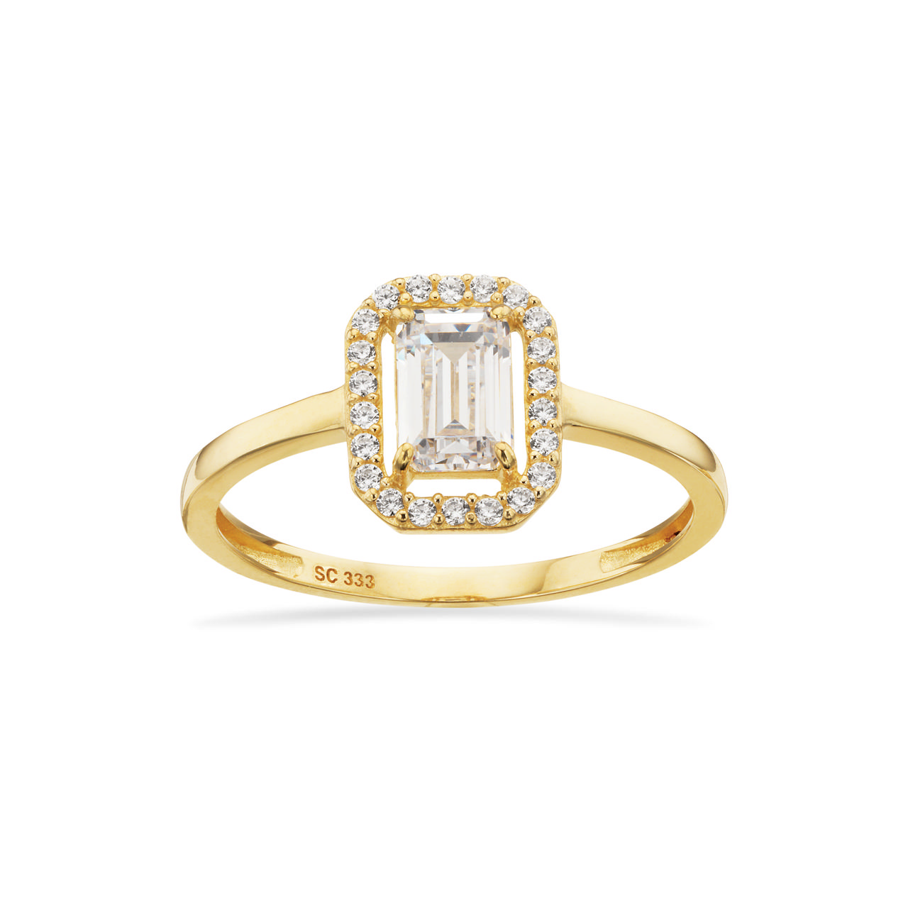 Ring baguette cubic zir. 8 kt.