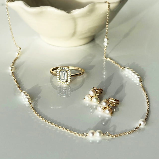 Ring baguette cubic zir. 8 kt.