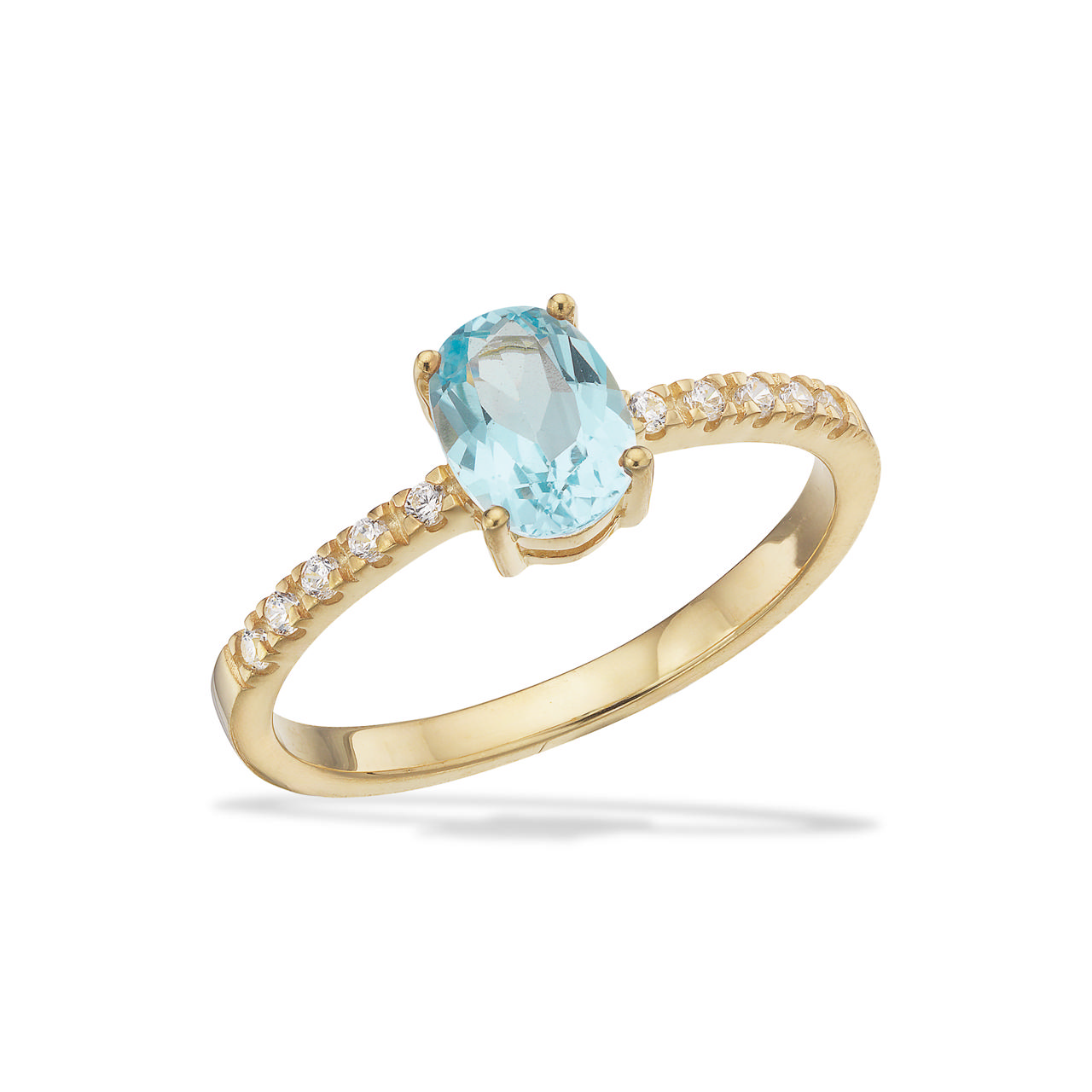Ring topas+cubic zir. 8 kt.