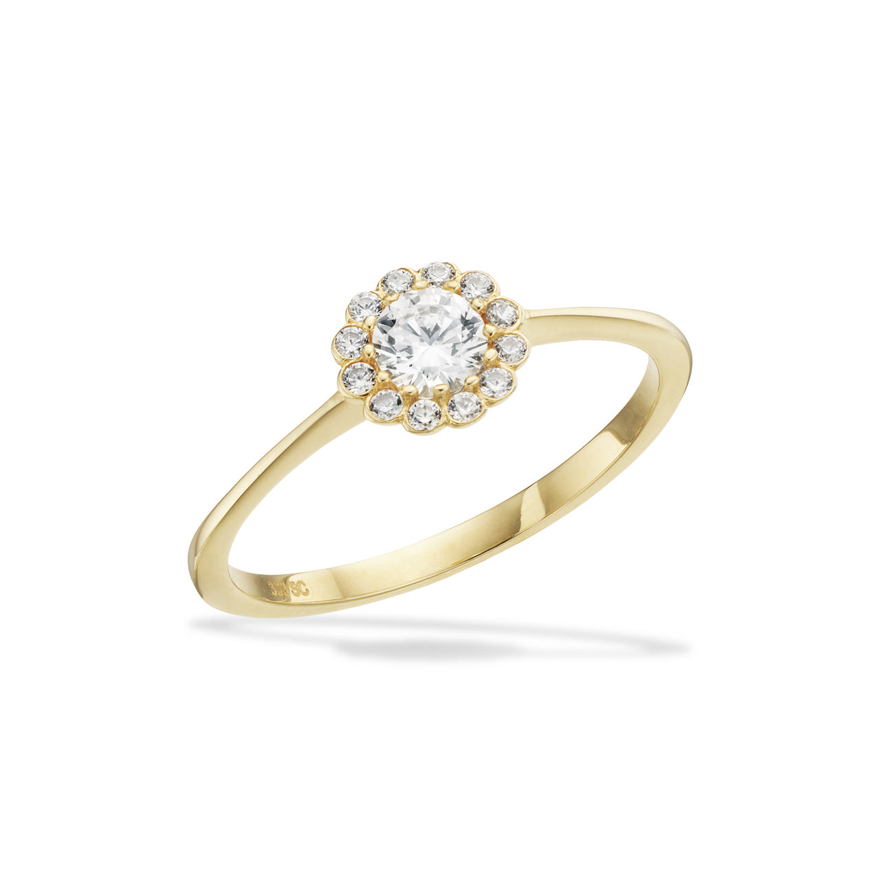 Ring roset cubic zir. 8 kt.