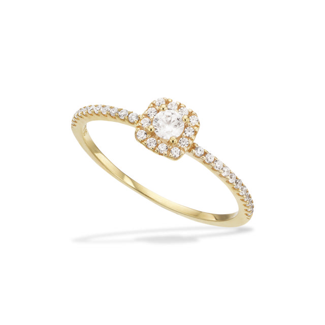 Ring roset cubic zir. 8 kt.