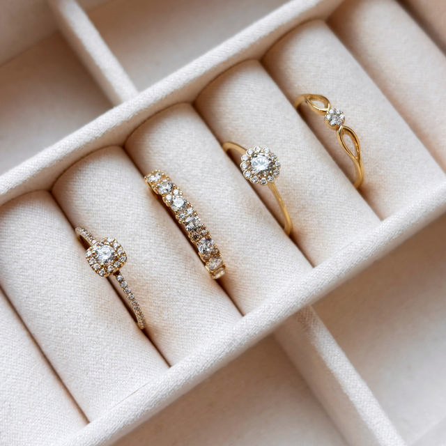 Ring roset cubic zir. 8 kt.