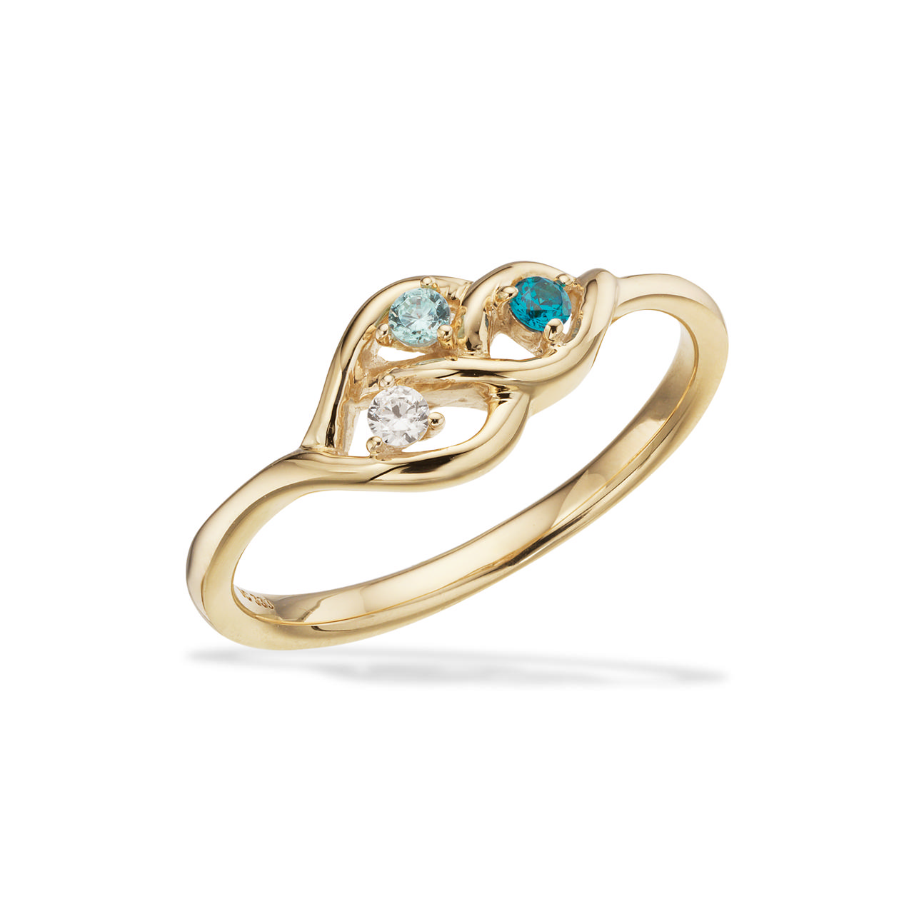 Ring turkis/sky blue/ hvid cubic zir. 8 kt.