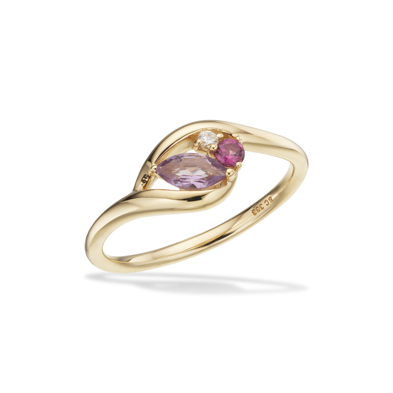 Ring lavendel/ hvid cubic zir. 8 kt.
