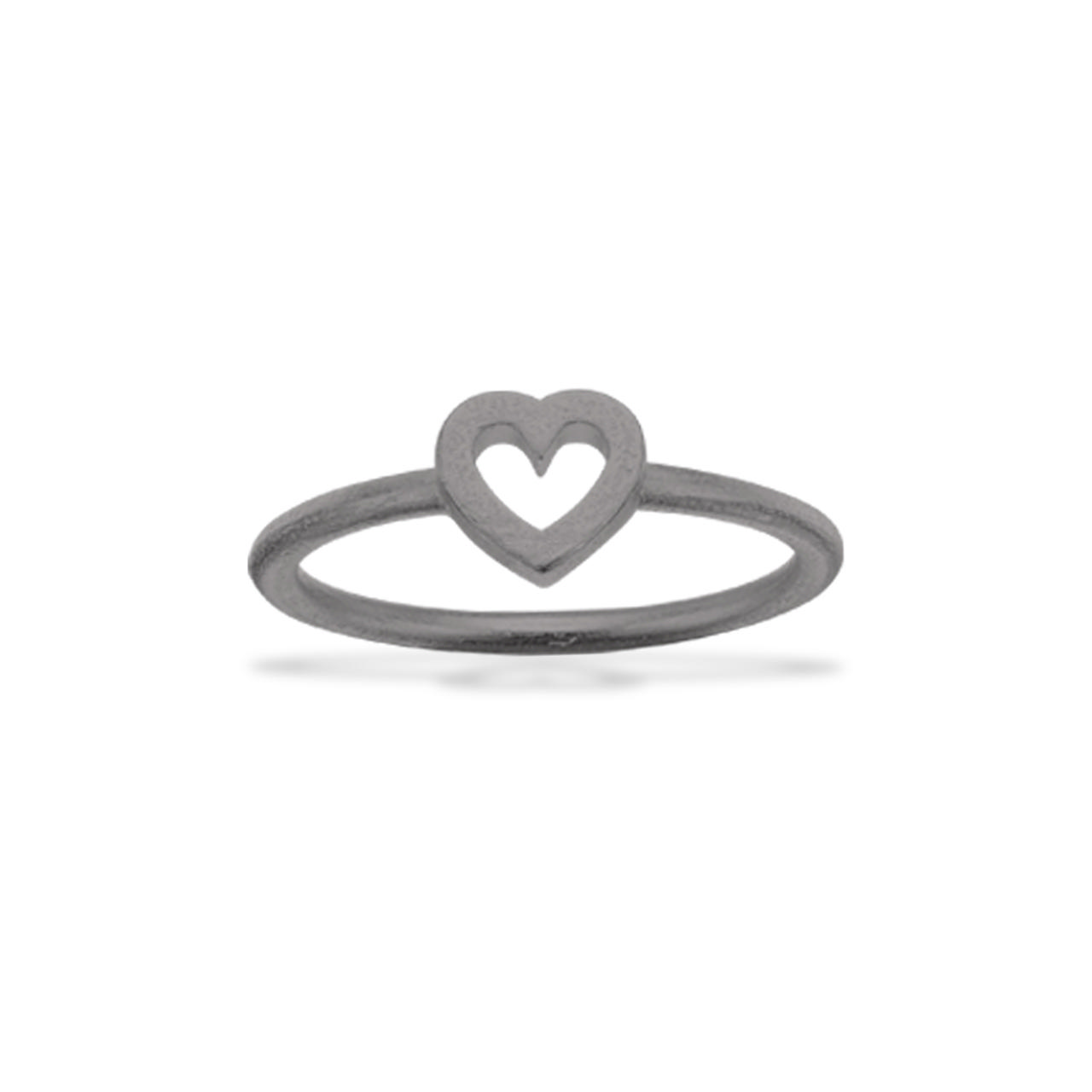 Ring hjerte sølv sort rh.