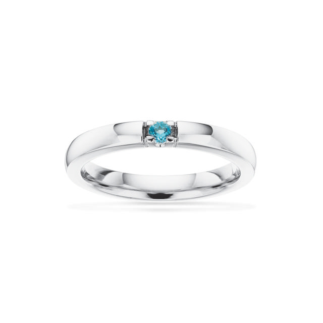 Grace Ring 14 kt. hv. 1x0,07 blå topas