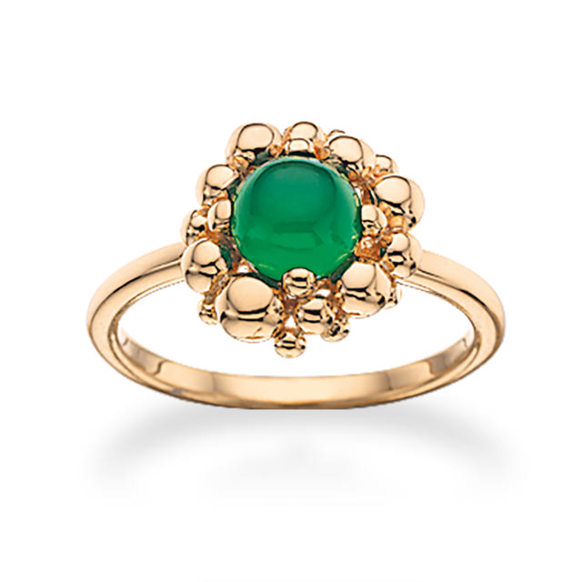 Ring grøn agat sølv fg.