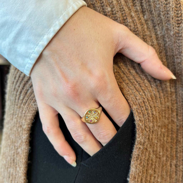 Ring rainbow zir. 925 goldplated