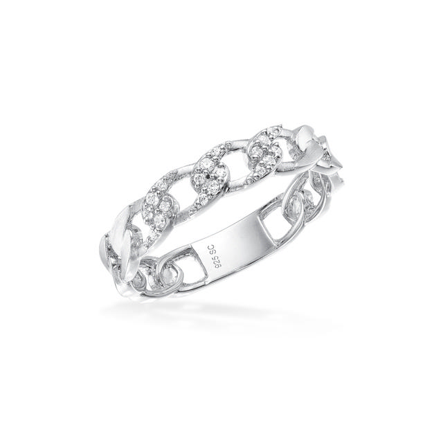 SoHo ring panzer cubic zir. sølv rh.