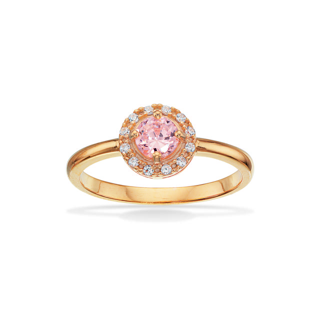 Ring rose/white zir. 925 goldplated