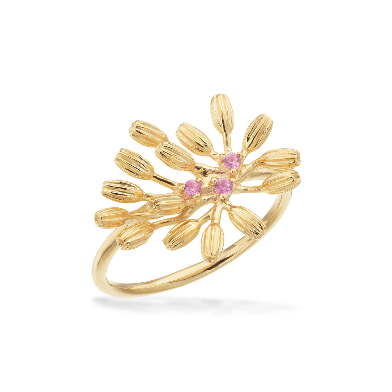 Ring pink zir. 925 goldplated