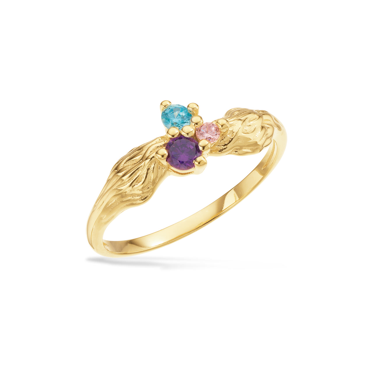 Ring purple/blue zir. 925 goldplated