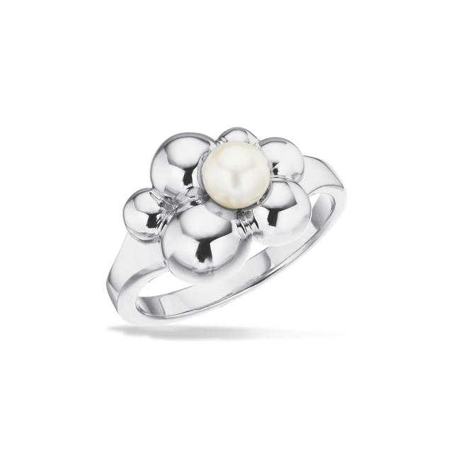 Ring kugler m. fkp. sølv pt.