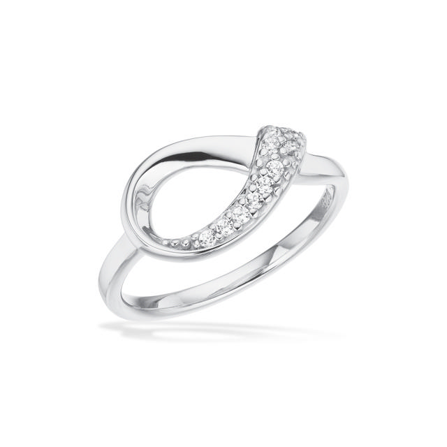 Ring cubic zir. sølv rh.