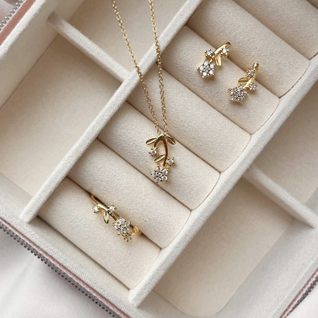 Ring flower zir. 925 goldplated