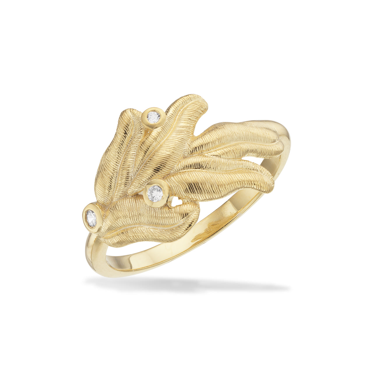Ring blad cubic zir. sølv fg.