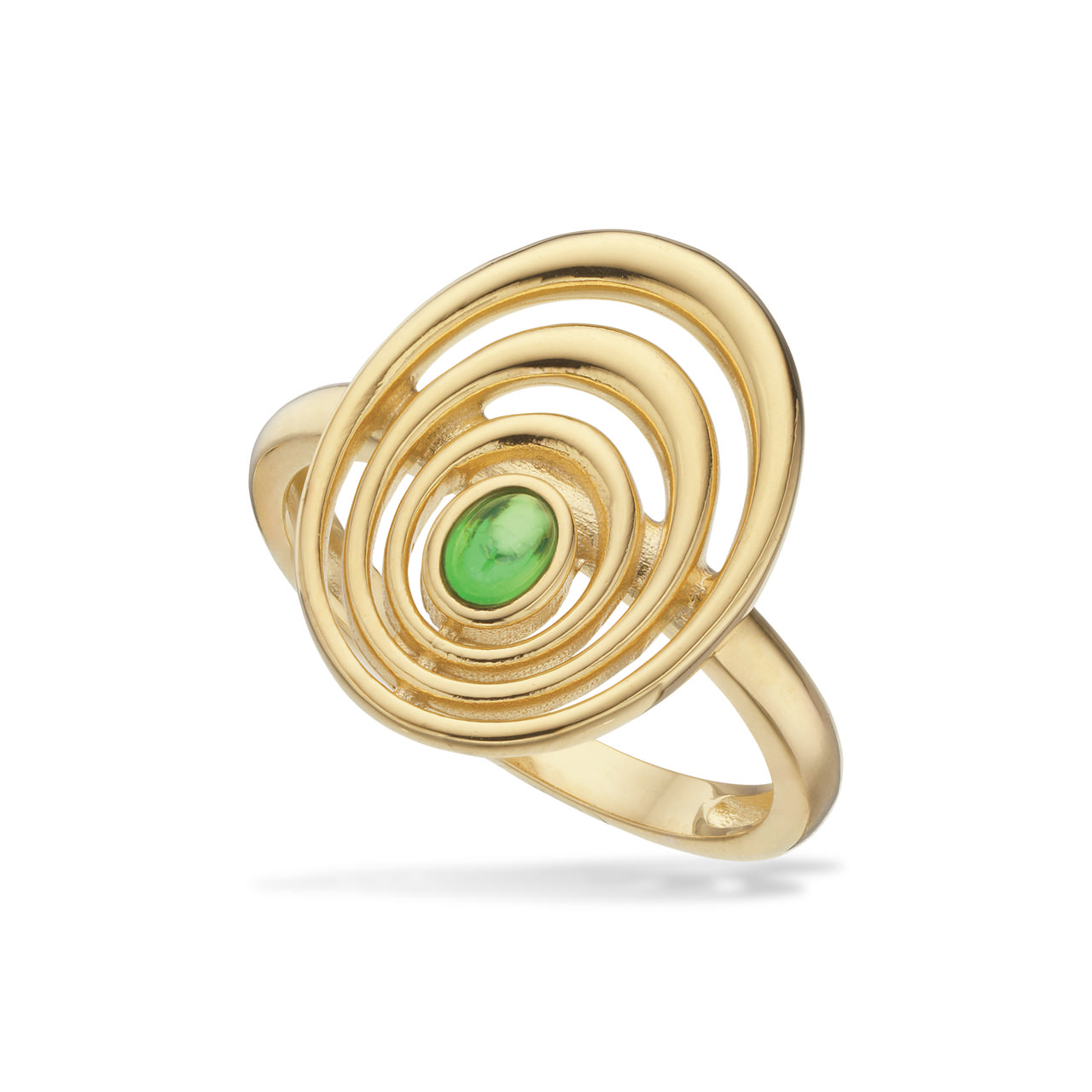Ring cirkel grøn cubic zir. sølv fg.