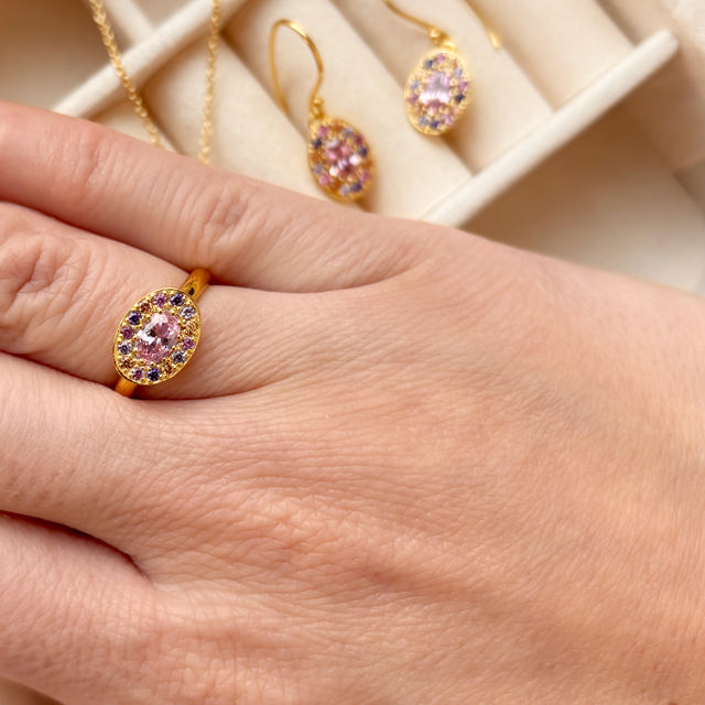 SoHo ring rosa+lilla cubic zir. sølv fg.