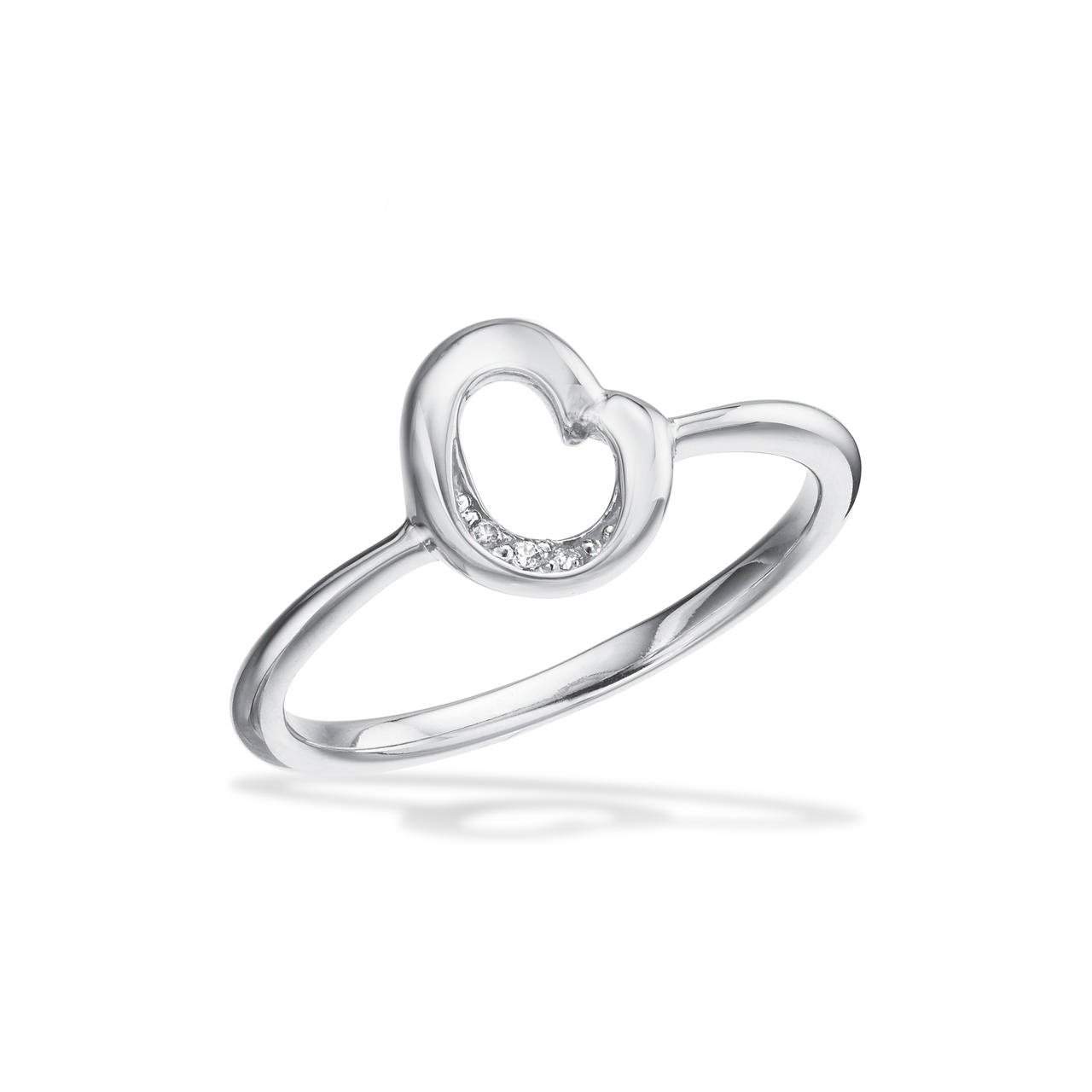 Ring cubic zir. sølv rh.