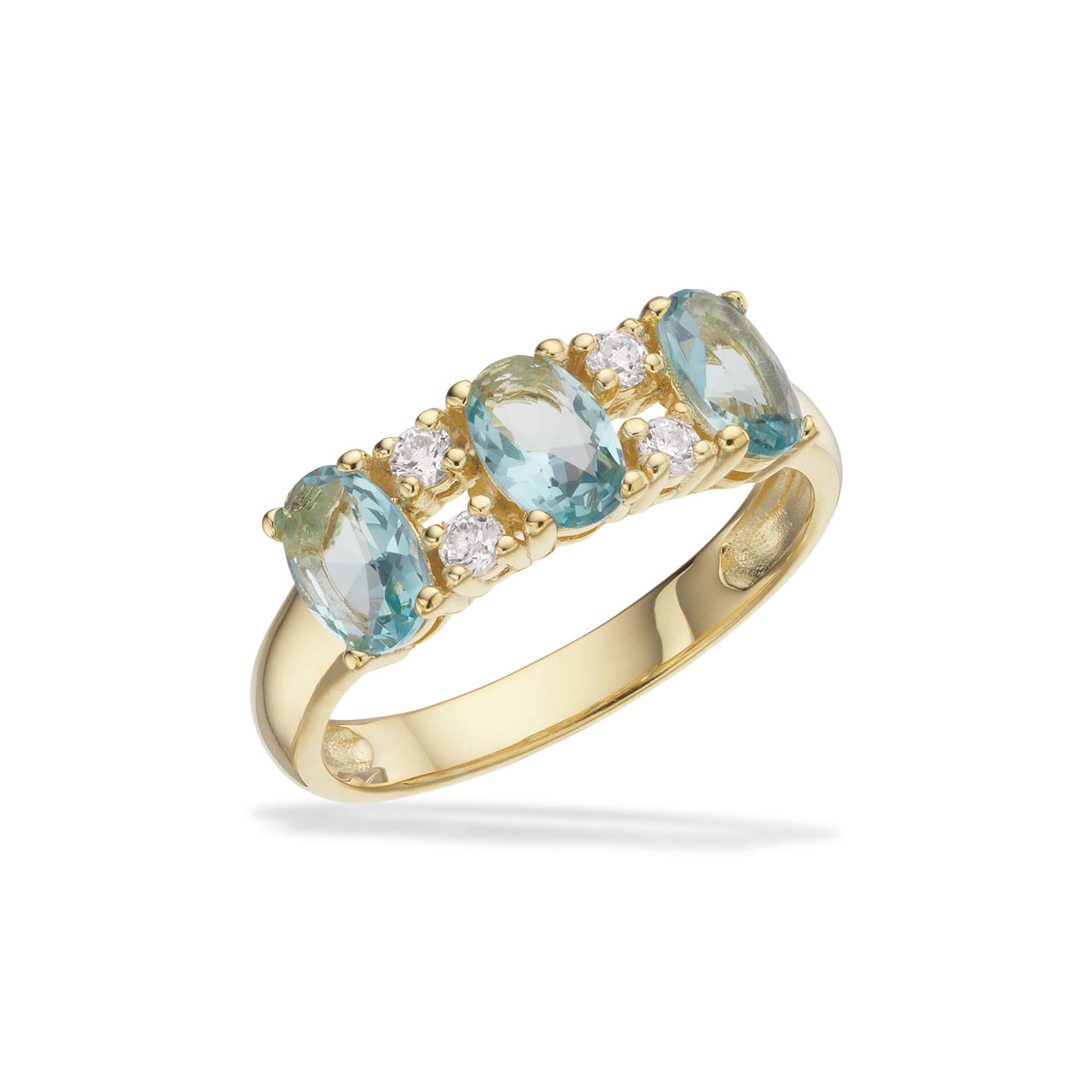 Ring blå/hvid cubic zir. sølv fg.