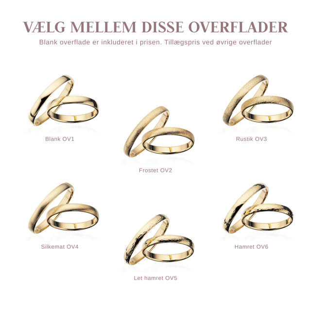 Hjerteringe 3 mm. 8 kt.