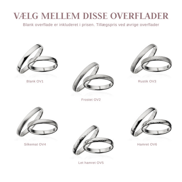 Hjerteringe 3 mm. 14 kt. hvidguld