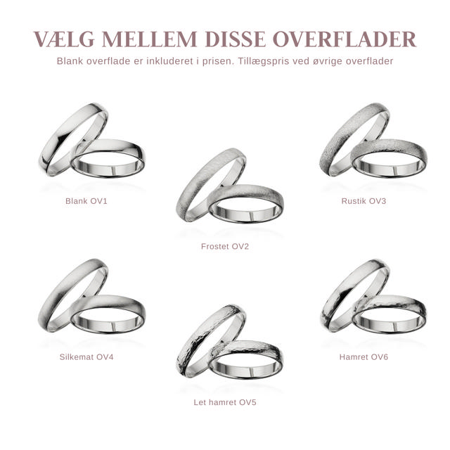 Hjerteringe 3,5 mm. 14 kt. hvidguld