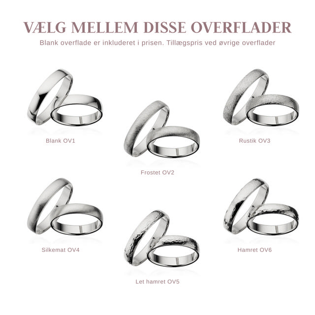 Hjerteringe 4 mm. 14 kt. hvidguld