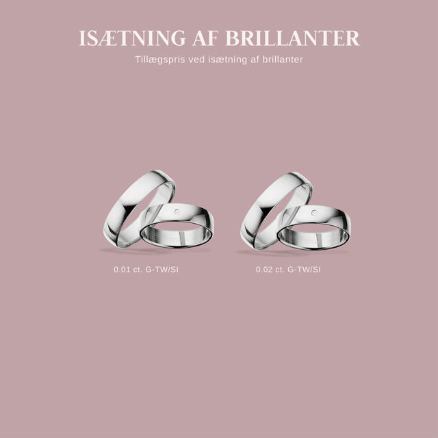 Hjerteringe 5 mm. 14 kt. hvidguld