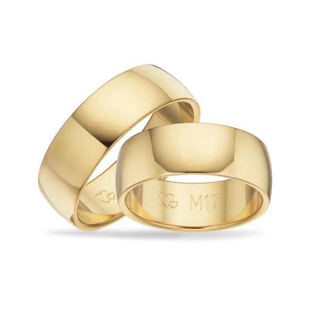 Hjerteringe 7 mm. 8 kt.