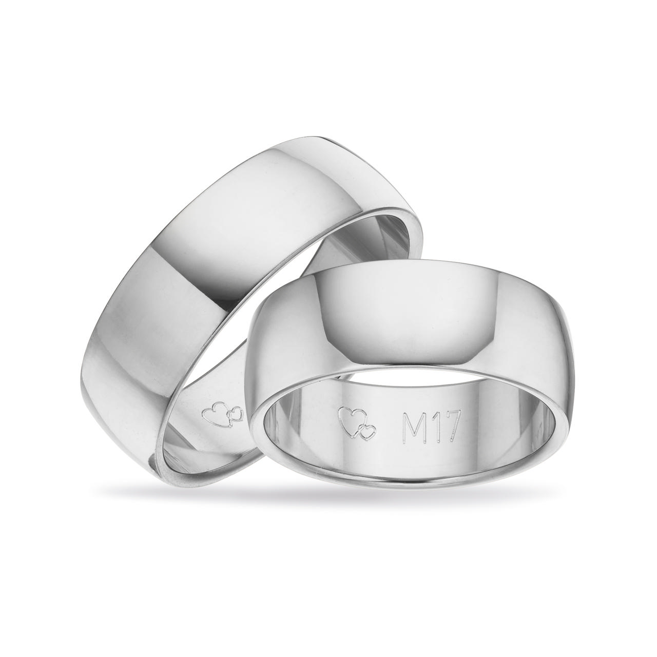 Hjerteringe 7 mm. 14 kt. hvidguld