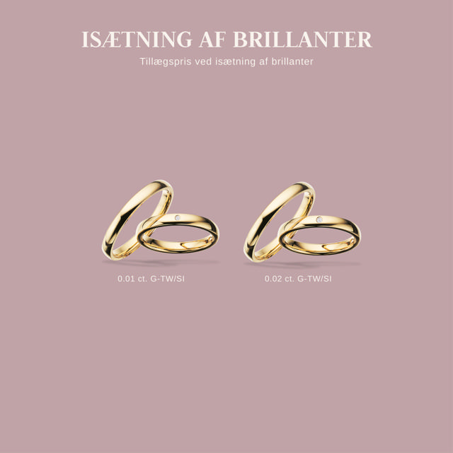 Hjerteringe 3 mm. 8 kt.