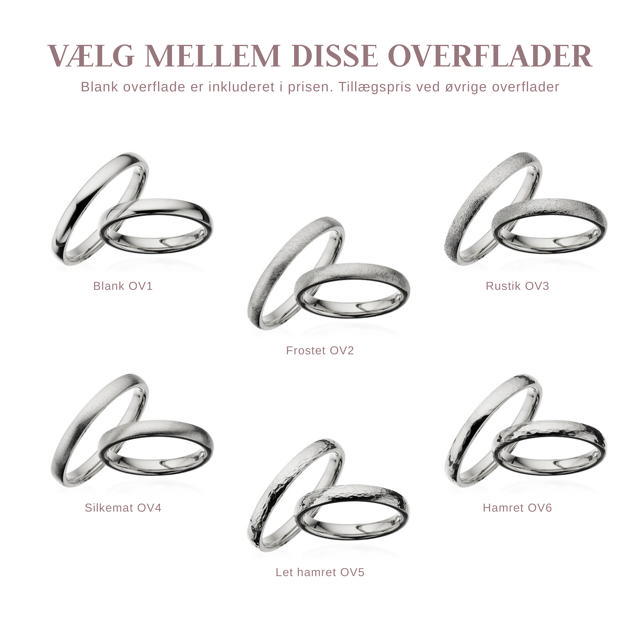 Hjerteringe 3 mm. 14 kt. hvidguld