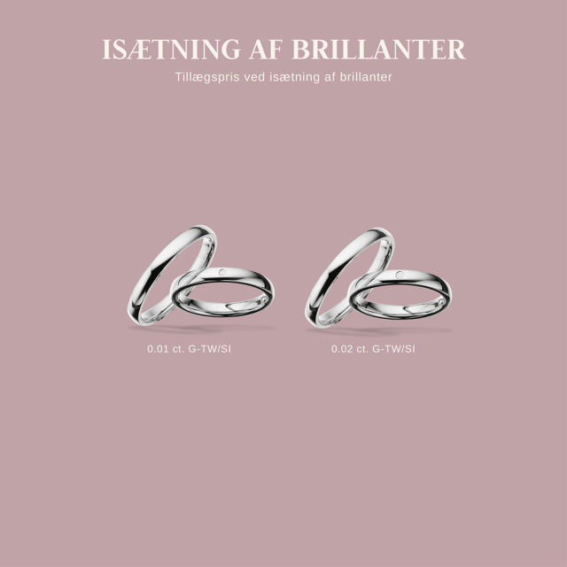 Hjerteringe 3 mm. 14 kt. hvidguld