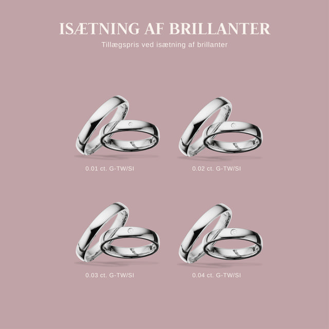 Hjerteringe 4 mm. 14 kt. hvidguld