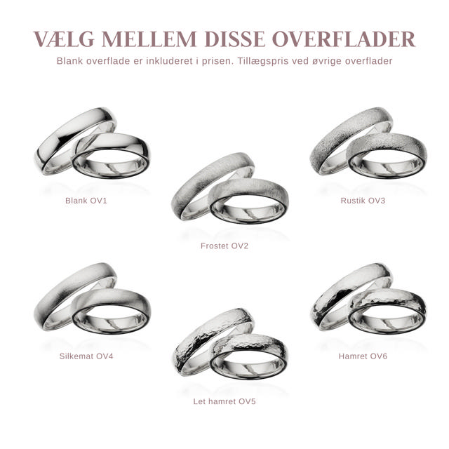 Hjerteringe 4,5 mm. 14 kt. hvidguld