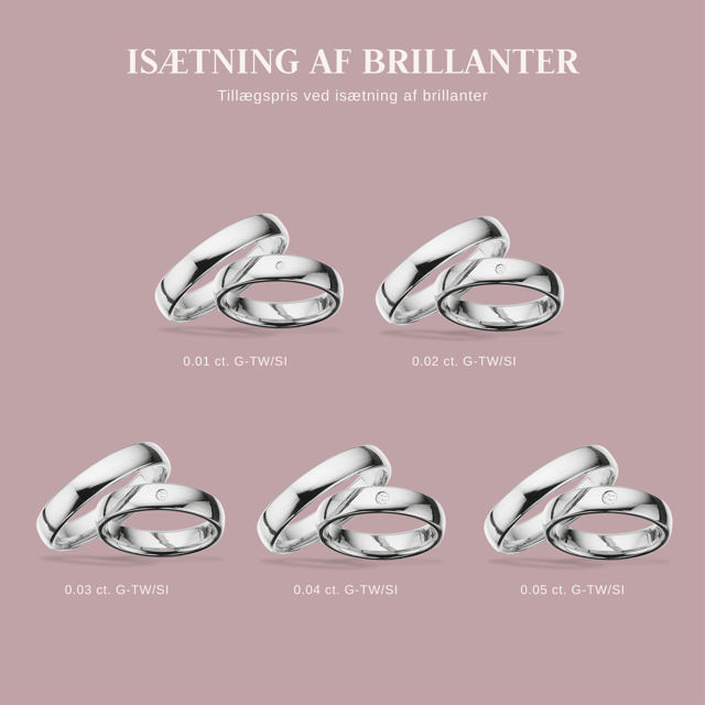 Hjerteringe 4,5 mm. 14 kt. hvidguld