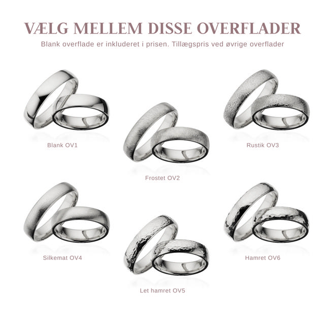 Hjerteringe 5 mm. 14 kt. hvidguld