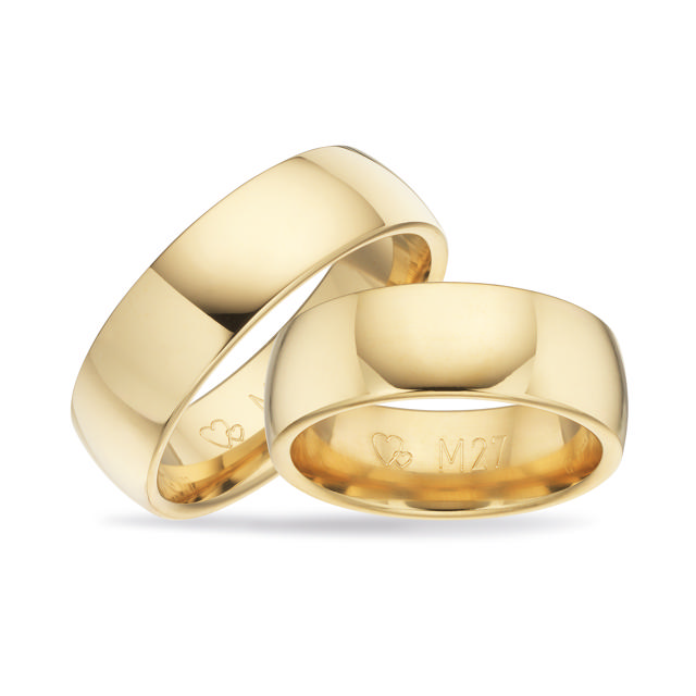 Hjerteringe 7 mm. 8 kt.