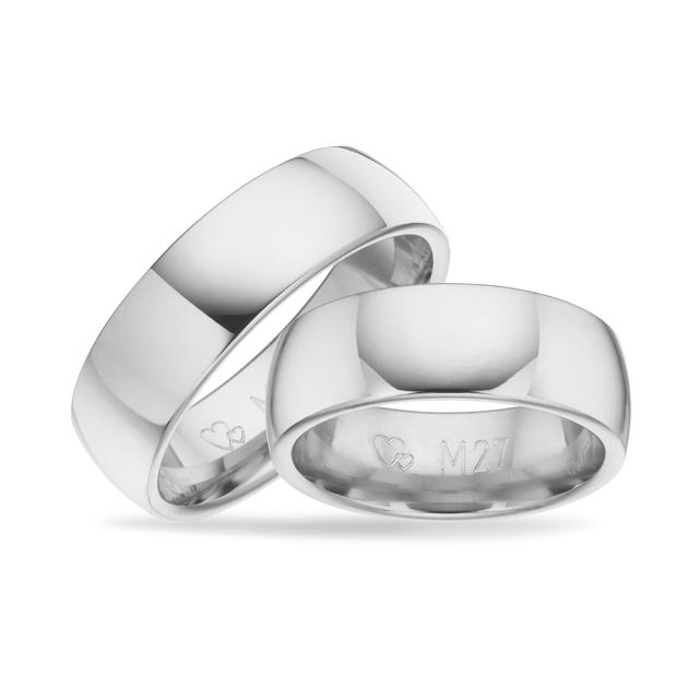 Hjerteringe 7 mm. 14 kt. hvidguld