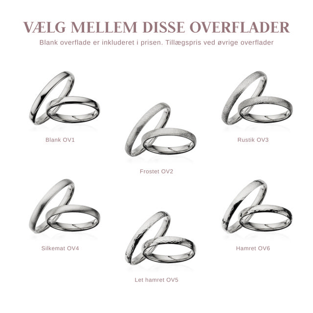 Hjerteringe 3 mm. 14 kt. hvidguld