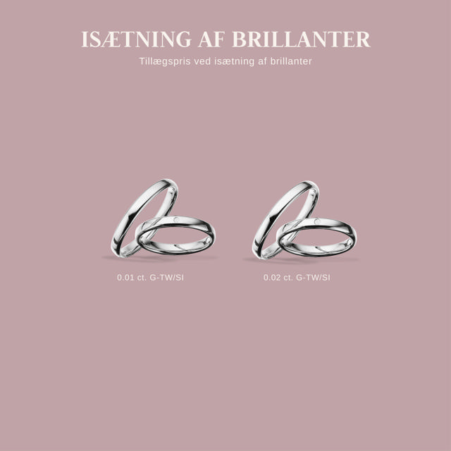 Hjerteringe 3 mm. 14 kt. hvidguld