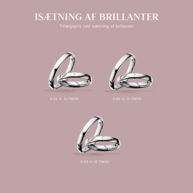 Hjerteringe 3,5 mm 14 kt. hvidguld