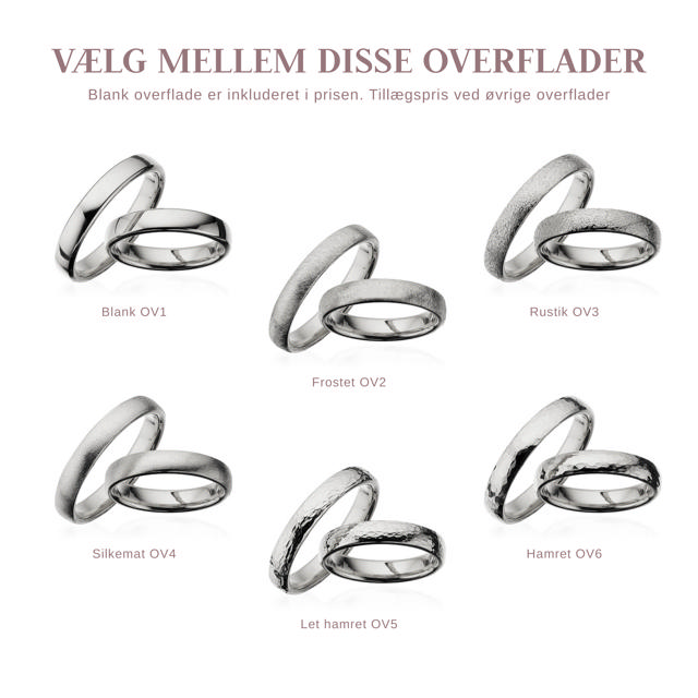 Hjerteringe 4 mm. 14 kt. hvidguld