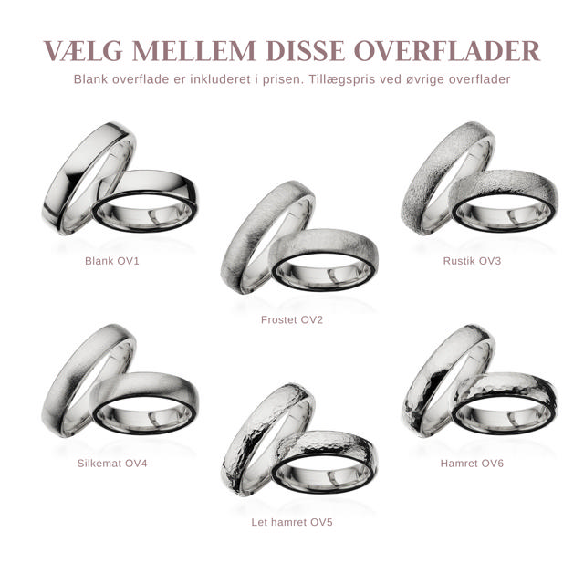 Hjerteringe 5 mm. 14 kt. hvidguld