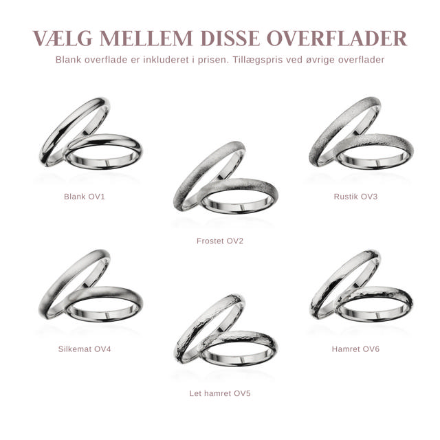 Hjerteringe 3 mm. 14 kt. hvidguld