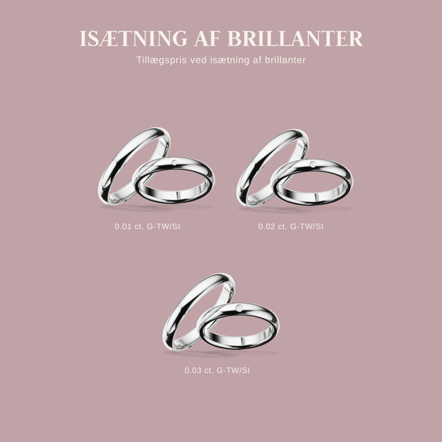 Hjerteringe 3,5 mm. 14 kt. hvidguld