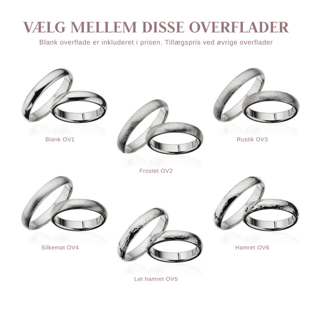 Hjerteringe 4 mm. 14 kt. hvidguld